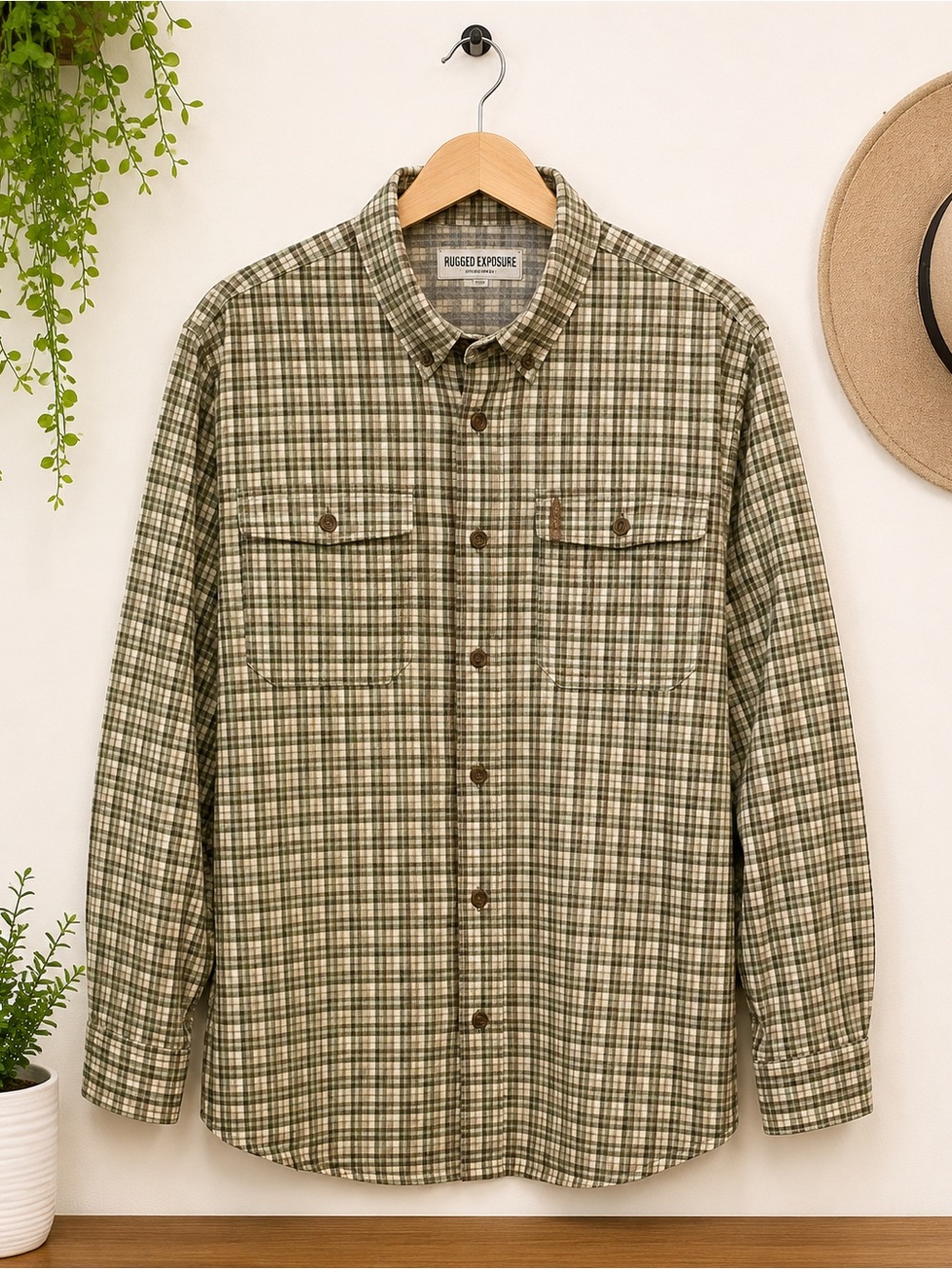 Rugged Exposure Plaid Button-Up Men's Shirt 2XL